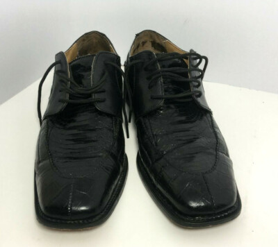 STACY ADAMS Genuine Snake Skin Leather Black Square Oxford 