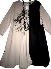 DRESS by VINTAGE ~ OSFA ~ BLACK / BEIGE ~ASYMMETRIC HEM ~ BNWT