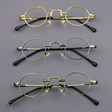 Vintage 37mm Small Round Eyeglass Frames Spring Hinges Glasses Clear Lenses