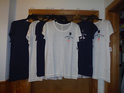 Short Sleeve Scoop Neck Linen T-Shirts Gap XL,L,M,S,color White and Dark Blue 