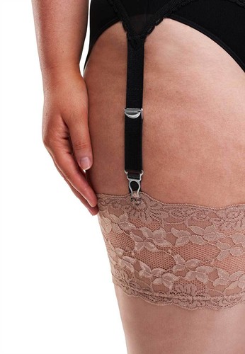 Plus Size Lace Cuff Top 20 Denier Black Beige Hold Up Stockings Large XL XXL UK - Picture 5 of 16