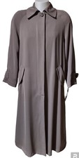 Utex Design Trench Coat Woman's Size 12 Taupe Button Up Collared Pockets Lined