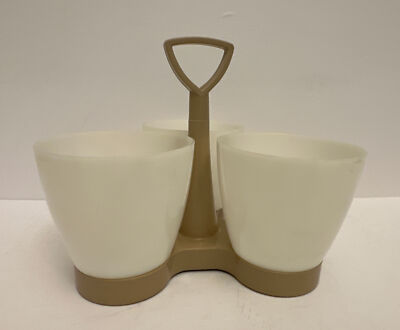 Vintage Tupperware Almond Color Condiment Caddy Server, 757-3