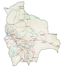 Bolivia Physical Map GLOSSY POSTER PICTURE PHOTO PRINT BANNER 12251