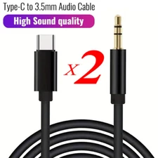 2PCS USB 3.1 Type C To 3.5mm AUX Audio Car Adapter Cord For Samsung S24 S23 FE