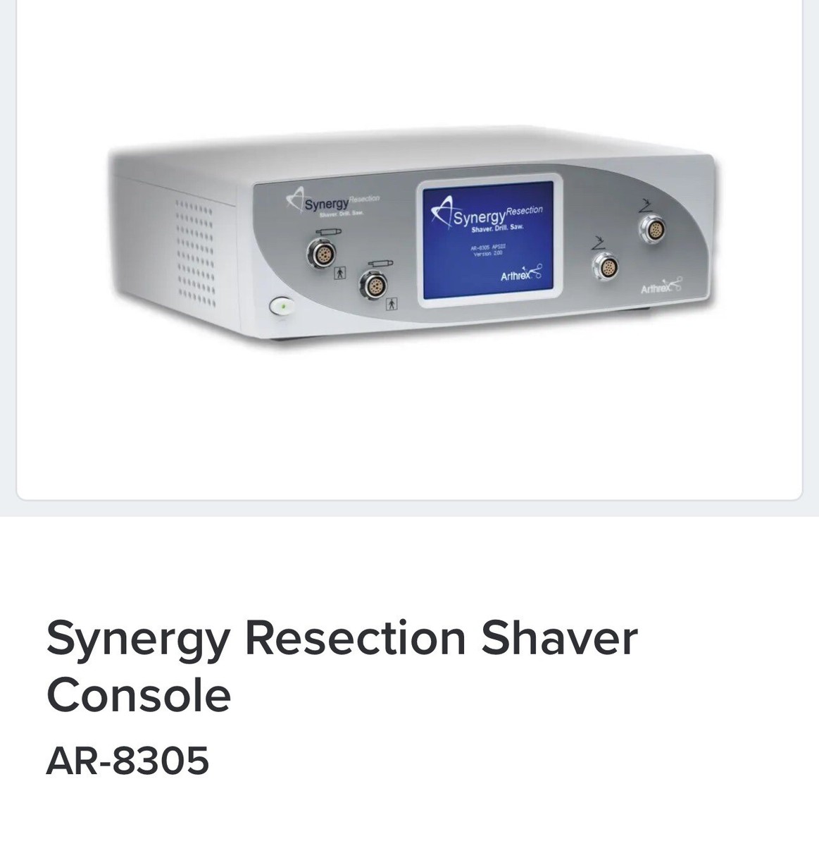 Arthrex AR-8305 & AR-8332H Synergy Shaver System + AR-8310