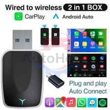 2-in-1 Wired to Wireless CarPlay Adapter /Android Auto Adapter Plug & Play