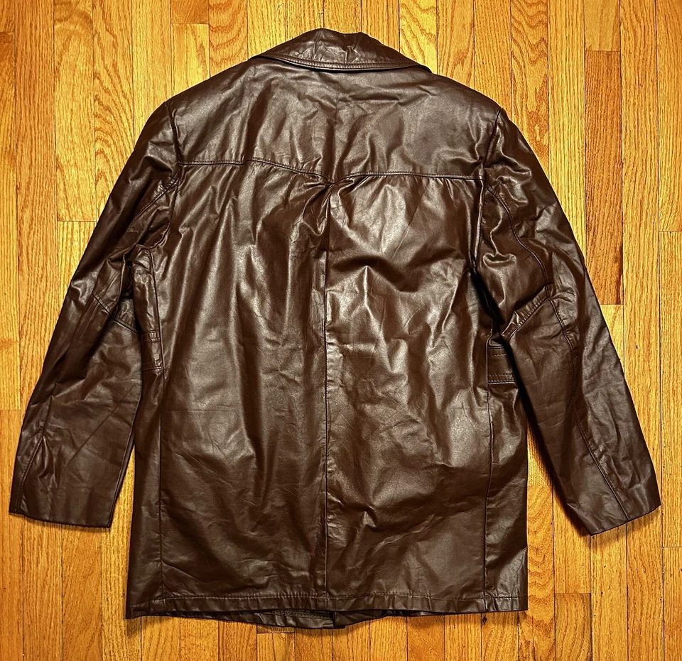 Vintage 70’s Sears The Leather Shop Burgundy Leather Moto Jacket NEVER WORN 42 R - Image 2 of 4