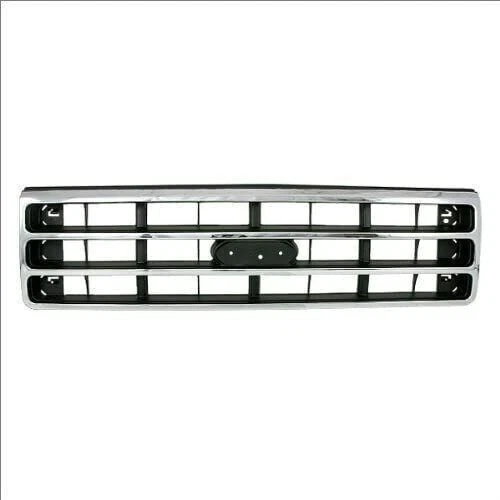 For 1989-1991 Ford Bronco & F-150 Grille Chrome Shell with Silver Insert Plastic Foto 3 de 4
