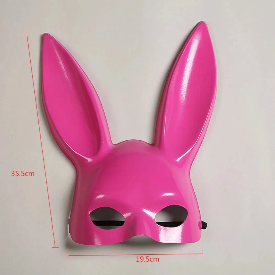 Half Face Bunny Mask Masquerade Rabbit Masks Party Costume Gift Matte Black Sexy - Image 4 of 4