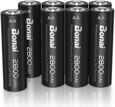 BONAI 2800mAh Rechargeable Battery AA NI-MH 1200 Cycles High Capacity AA Pack o 16.95 per battery