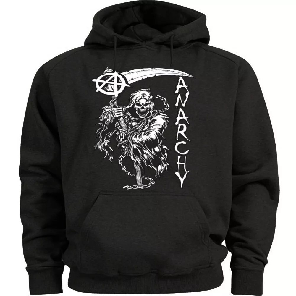 Anarchy Grim Reaper Hoodie Sweatshirt Mens Sweater Biker Clothing