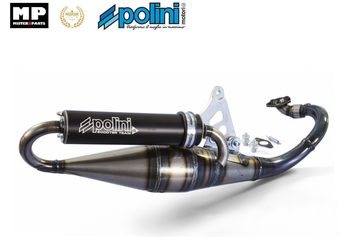 Pot d'échappement Polini Team 4 en acier verni pour scooter Aprilia 51
