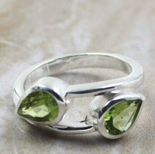 Lovely Two Gemstone Anniversary Ring 925 Sterling Silver Amethyst Jewelry SR6337