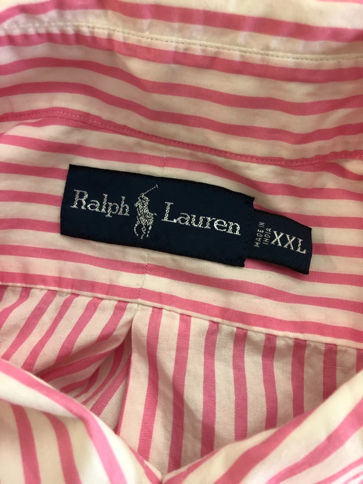 Vintage Ralph Lauren Shirt Mens XXL Pink White Striped RLPC Preppy 90s - Image 3 of 4