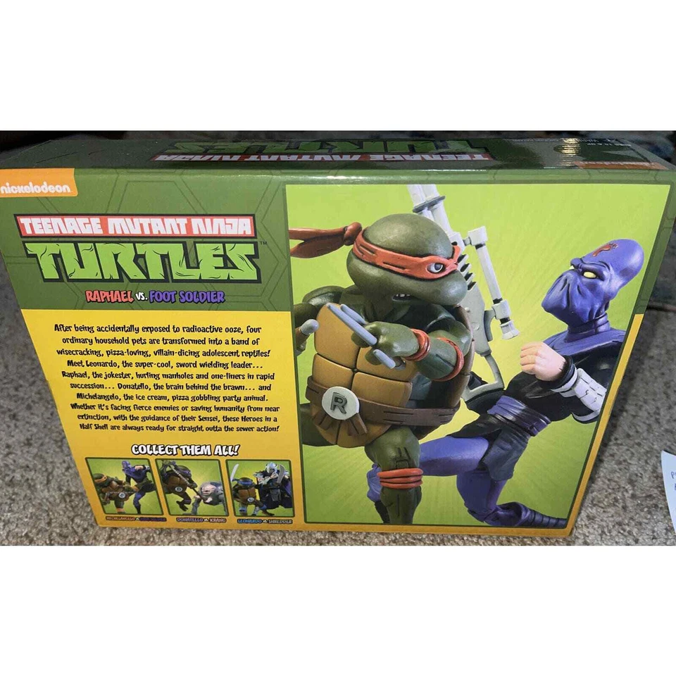 NECA Teenage Mutant Ninja Turtles TMNT Raphael vs Foot Soldier Paquete de 2 Foto 2 de 4