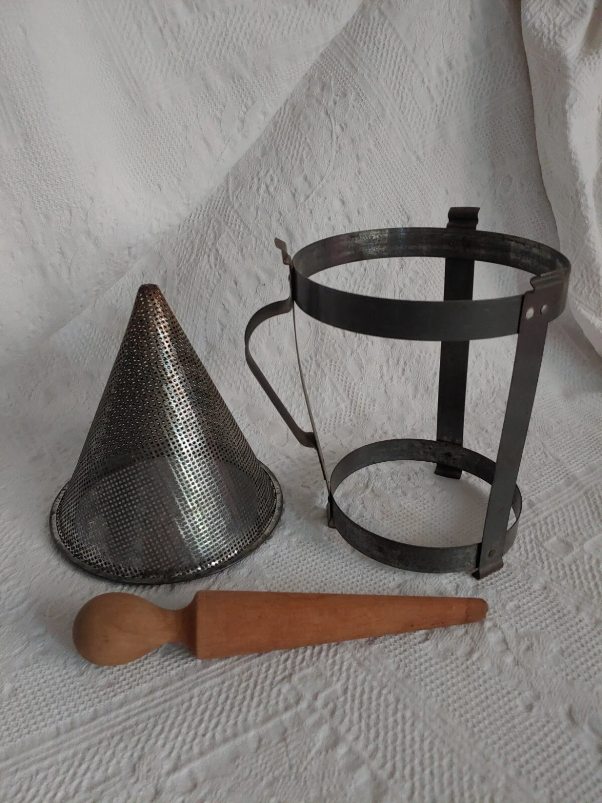 Vtg Cone Mill Colander Metal Stand