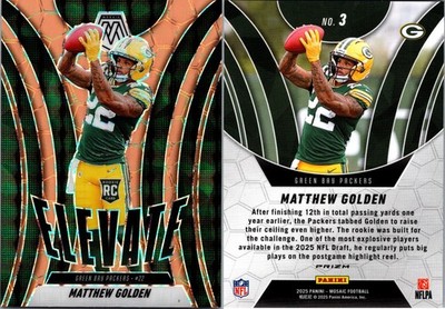 2025 Panini Mosaic Orange Fluorescent Elevate Prizm #3 Matthew Golden (RC) 6564