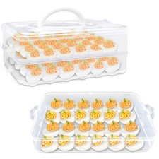 2-Layer Deviled Egg Carrier with Lid,Deviled Trays Translucent