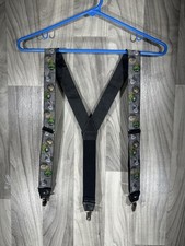 Vintage Mens Looney Tunes Warner Bros Novelty Suspenders 1994 Gray Leather Bunny