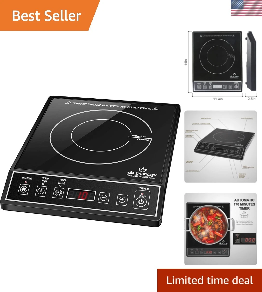 1800W Portable Induction Cooktop Countertop Burner, Black 9100MC/
Opens in a new window or tab