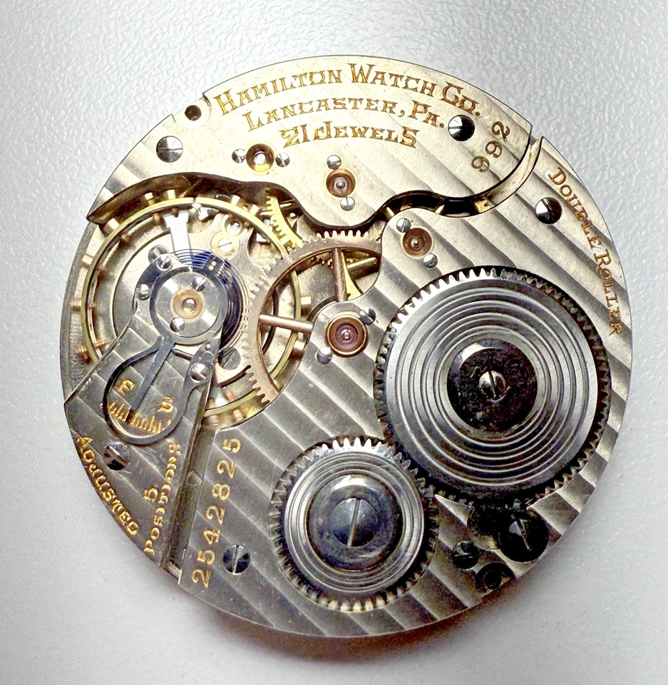VINTAGE HAMILTON 16S CAL 992 21J  LEVER SET RAILROAD POCKET WATCH MOVEMENT RUNS - Image 2 of 2