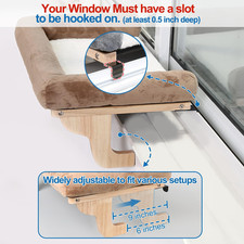 Cat Perch for Window Sill with Bolster - Orthopedic Hammock Design with Premi...