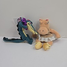 Set of 2 Disney Fantasia Hyacinth Hippo Aligator Croc Bean Bag Plush Set