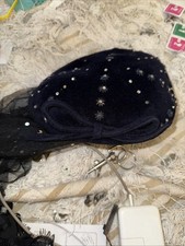 1920S Flapper Hat W/ Embellishment Sequence Detachablemesh W/ Metallic Veil