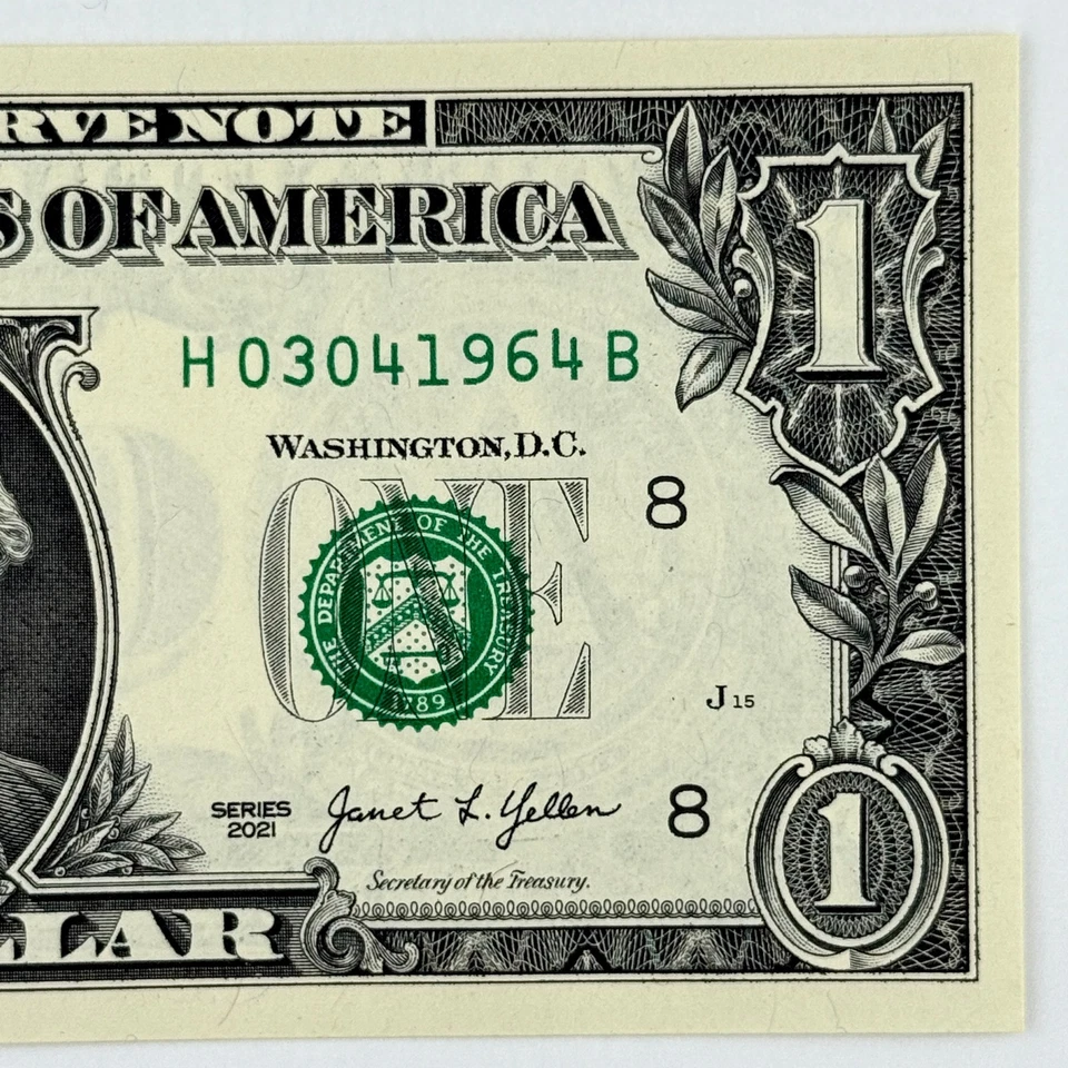 March 4th 1964 3rd April Dollar Bill Uncirculated Birthday Note $1 Fancy Serial - Image 3 of 4