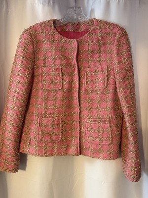 Amazing Vintage Valentino Pink & Gold Tweed Boucle Jacket Size Medium (A134)