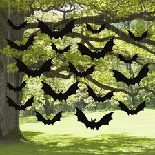 Halloween Hanging Bats for 12PCS 3D Halloween Yard Outdoor Decoration