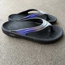 Oofos Oolala WOMEN'S 7  Luxe Sandals Flip Flops MIDNIGHT SPECTRE