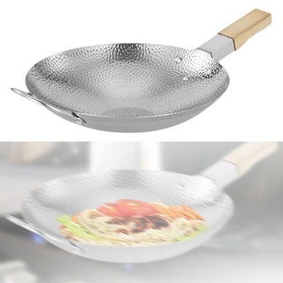 Rührpfanne Wok Kochgeschirr Schneeflocke gehämmert antihaftbeschichtet Holzgriff vielseitig
