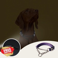 Purple XL Reflective Martingale Dog Collar Padded No-Pull Chain Large Trainer