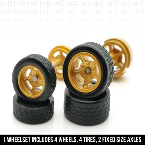 1/64 Scale 5 SPOKE DRAG SKINNY v2 Real Rider Wheels Rims Tires Set for Hot - Picture 8 of 17