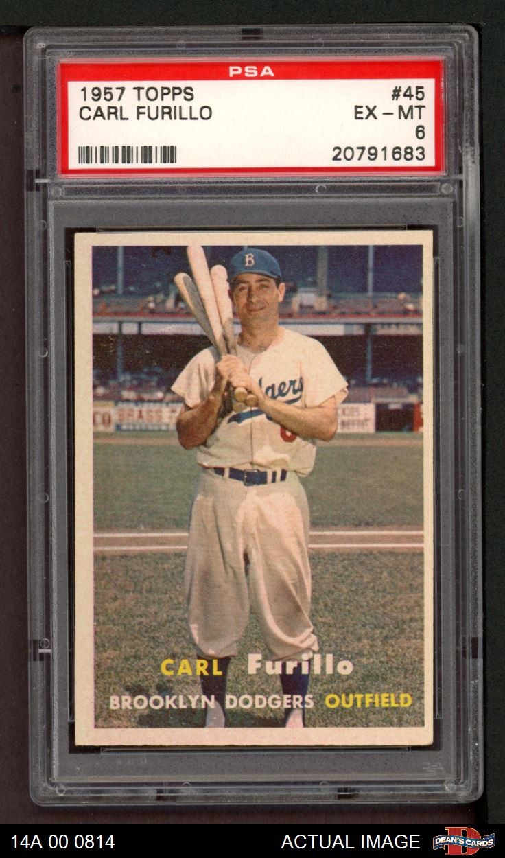 1957 Topps #45 Carl Furillo Dodgers PSA 6 - EX/MT