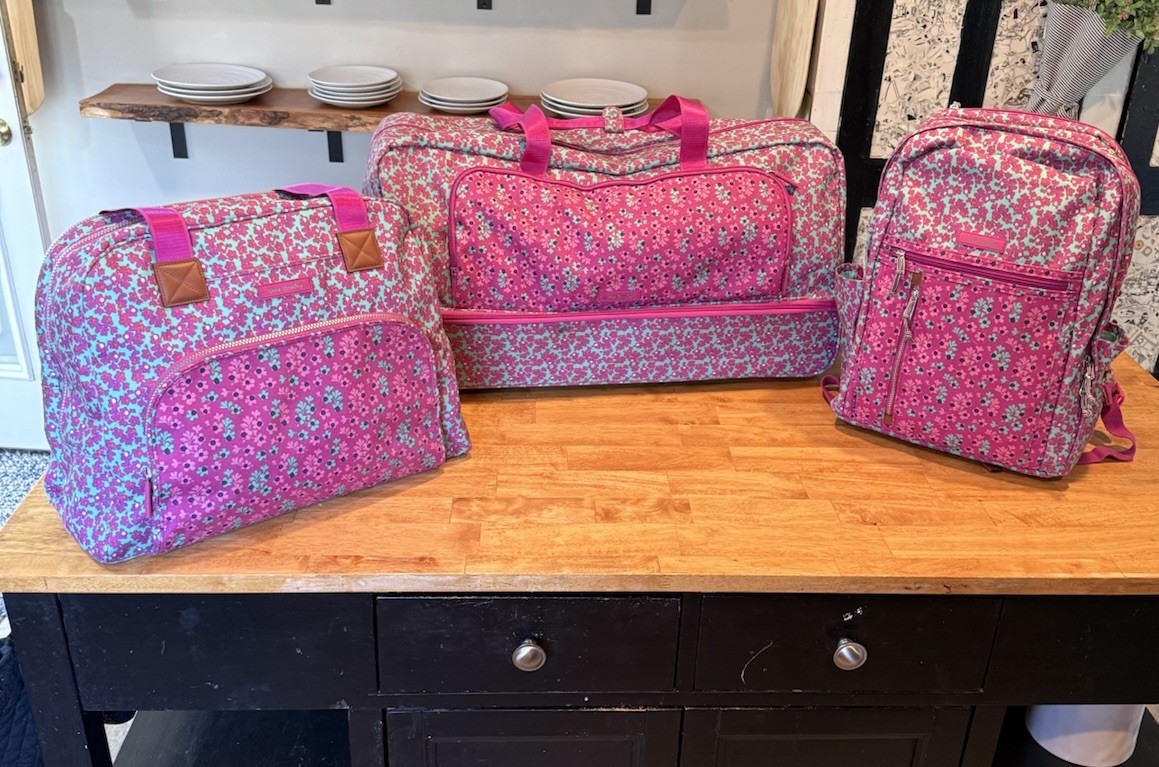 Set Ditsy Dot Teal Pink Suitcase Lighten Up