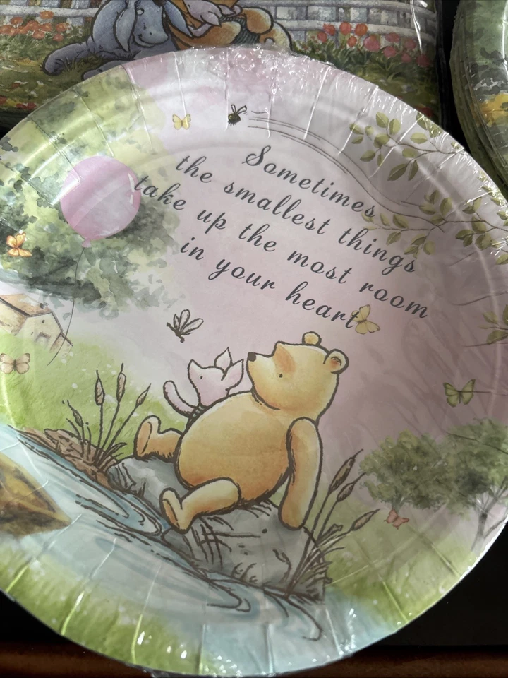 Juego de 20 platos de fiesta de cumpleaños Winnie The Pooh platos de pastel tazas tenedores cuchillos Foto 2 de 4
