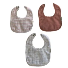 Ely's & Co Muslin Terry Baby Bibs Rose Pink 0-6 Months Qty 3 Solid Stripes Stars