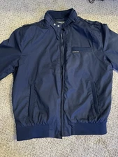 Members Only Jacket Mens Medium Navy Blue Full Zip Bomber Racer Retro Iconic