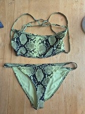 Ladies 'Top Shop' Two Piece Bikini. Light Green/ Black  Snake Print. Size 12