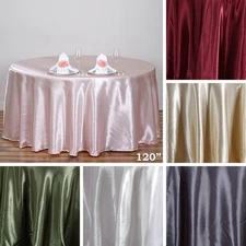 6 pcs 120" ROUND Satin TABLECLOTHS Wedding Party Kitchen Tabletop Linens SALE