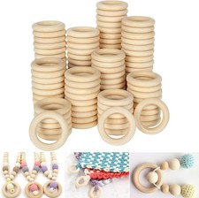300 PCS Wooden Rings for Crafts 1.6 Inch Smooth Solid Natural Unfinished Wood Ri