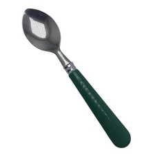 Poinsettia-Christmas Charm Stainless Gibson Green Plastic Handle Oval Soup Spoon