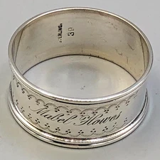 Vintage Sterling Silver Round Napkin Ring 3/4" engraved