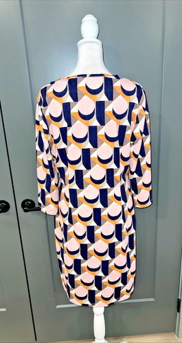 J. McLaughlin Catalina Cloth Carly Dress Pink Orange White Navy Large EXCELLENT - Picture 4 of 5