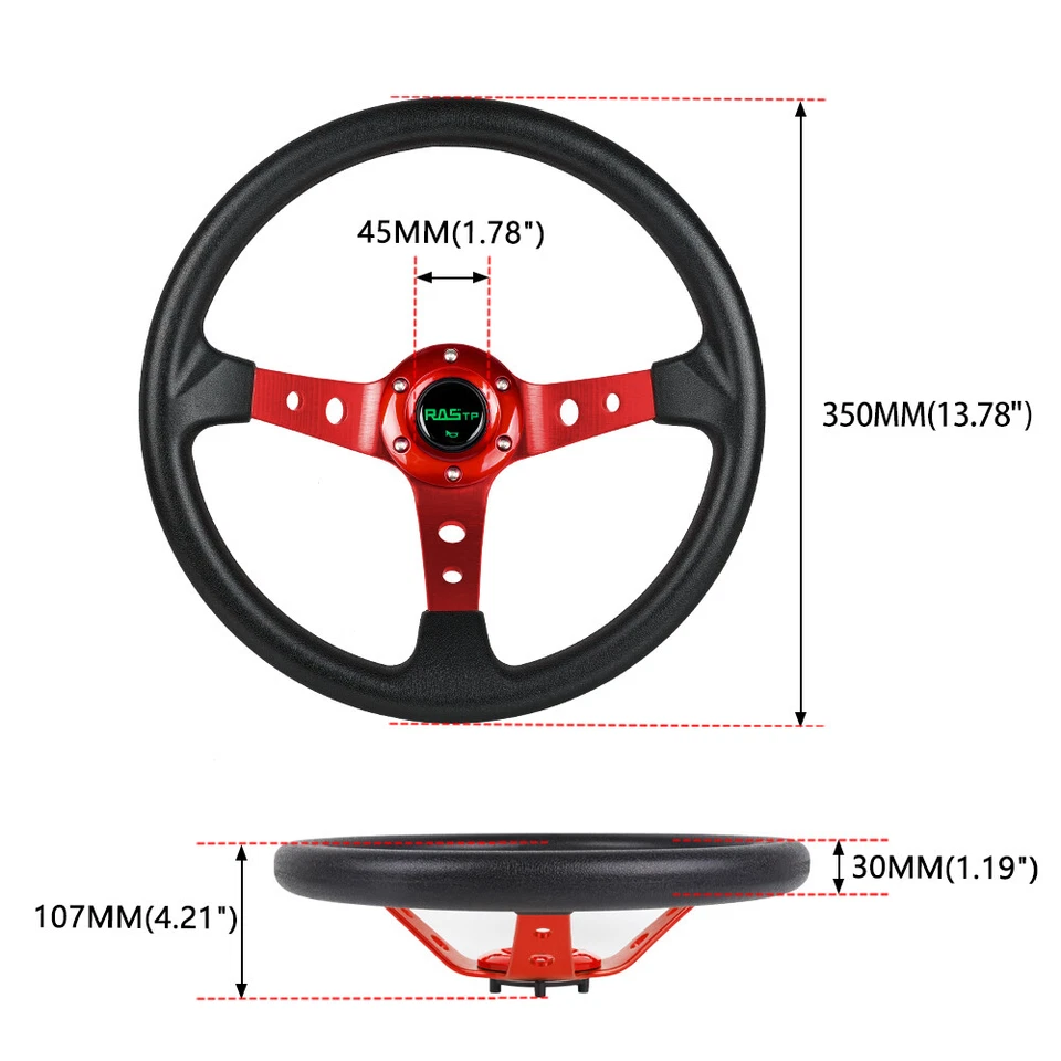 14" Steering Wheel + Quick Release + Hub Adapter 160H For Mazda Miata MX-3 MX-6 - Изображение 3 из 4