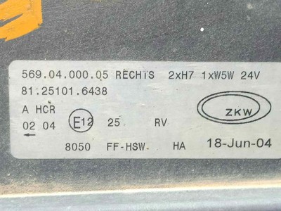 81251016438 RIGHT HEADLIGHT / 618041 FOR MAN M 2000 L/M 2000 M 14 