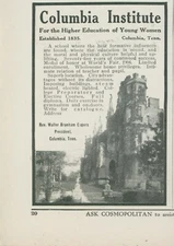 1910 Columbia Institute For Young Women Columbia Tennessee Vintage Print Ad CO2